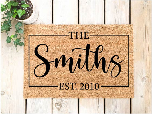 Last Name Establish Day Boxed Doormat