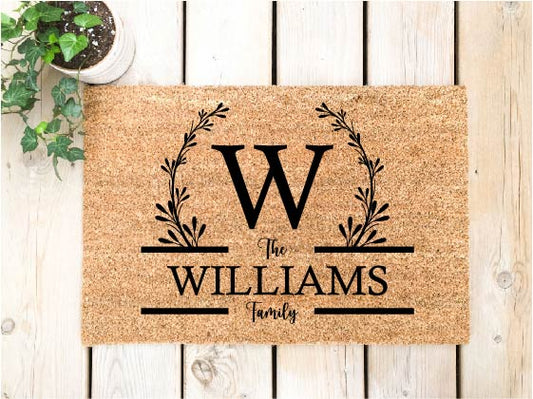 Monogram the last name family Doormat