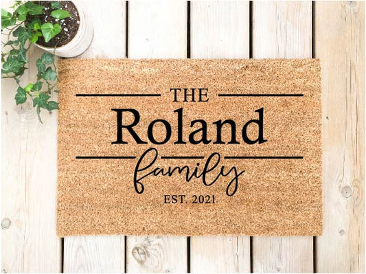 The last name family with established date Doormat