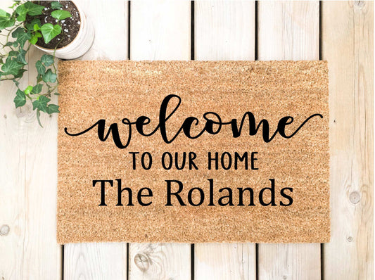 Welcome to our home with last name Doormat