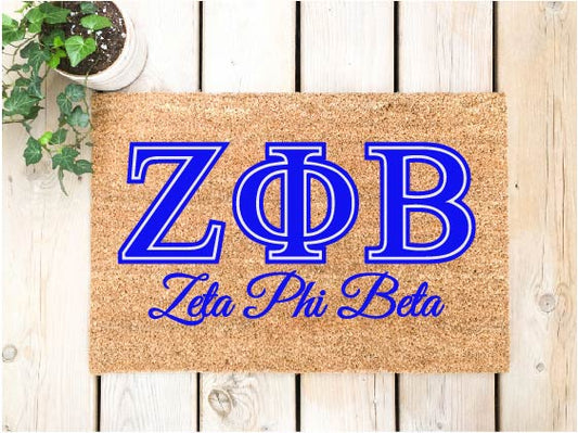 Greek Zeta Phi Beta Doormat